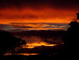 Sonneuntergang ber der Bucht von Wellington